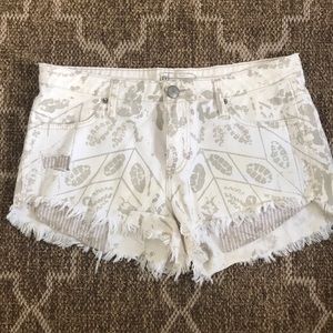 Free People Patterned and Frayed Shorts